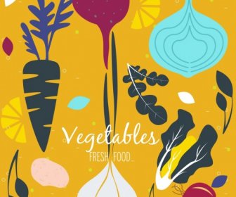 Vegetables Background Colored Classical Flat Sketch