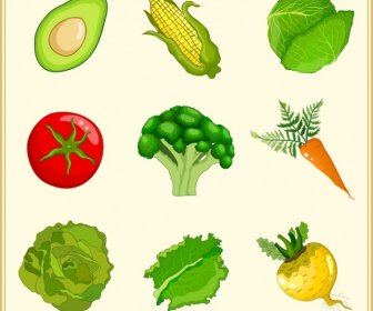 Vegetables Background Colorful Icons Decor