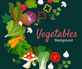 Gemüse Hintergrund Mehrfarbige Symbole Design