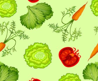 Vegetables Background Salad Carrot Pomegranate Icons Repeating Design