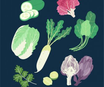 Vegetables Design Elements Classical Handdrawn Sketch
