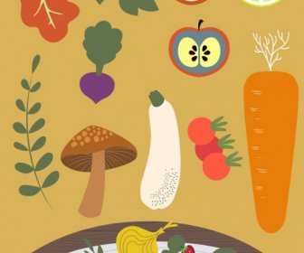 Gemüse Essen Design Elemente Farbige Klassischen Dekor