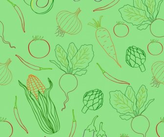 Gemüse-Muster Gliederung Wiederholt Flache Dekoration
