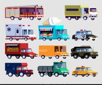 Vehicles Roadway Icons Collection