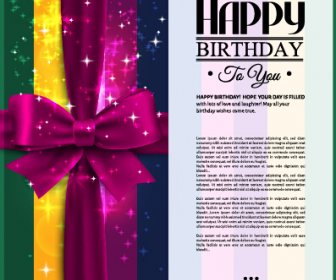 Velvet Bow Happy Birthday Cards Vector