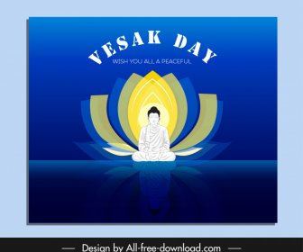 Vesak Day Banner Template Buddha With Lotus Sketch