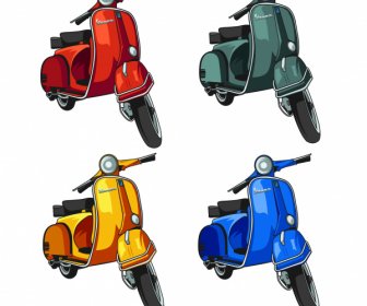 ícones De Motocicleta Vespa Elegante Classica Design