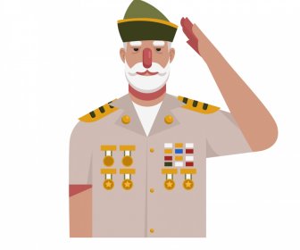 veteran icon salute gesture old man sketch cartoon character