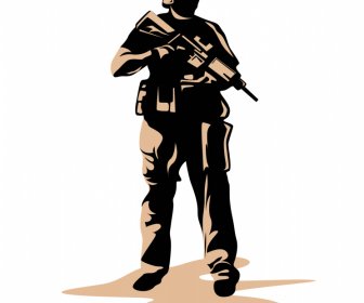 veteran troops icon flat silhouette sketch dark design