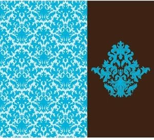 Viktorianischen Stil Blau Floral Art Muster Auf Broschüre Titelseite Freie Vektor