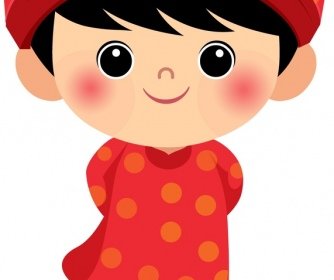 Vietnam Traditional Clothes Template Cute Boy Cartoon Character