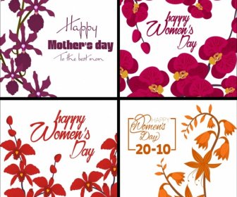 Vietnamese Women Day Banners Orchids Decoration Isolation