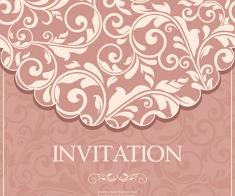 Vintag Pink Invitation Cards With Floral Vector