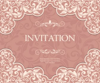 Vintage Rosa Einladungskarten Mit Floralen Vektor