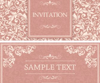 花のベクトルのヴィンテージドレス ピンク招待状