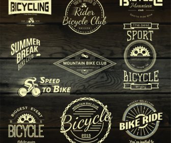 Vintage Badges With Labels And Wood Background Vector