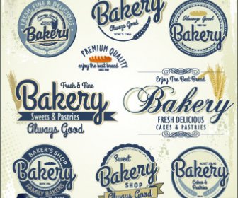 старинные пекарни набор наклеек творческий вектор