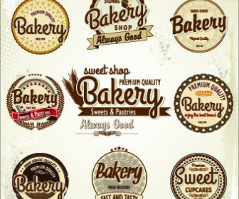Vintage Bakery Labels Creative Vector Set