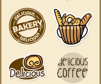 Vintage Bakery With Coffee Labels Vector Graphics