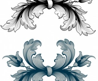 빈티지 바로크 템플릿 대칭 식물 스케치