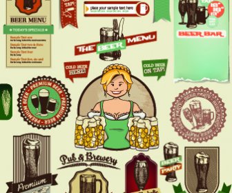 Vintage Bier-Etiketten Und Aufkleber-Vektor