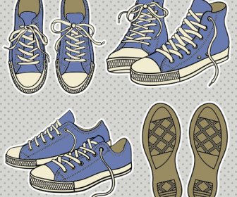 elemen desain sepatu kanvas vintage