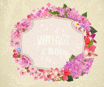 Vintage Card Flower Frame Vector