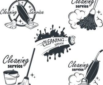Vintage Cleaning Service Labels Vector