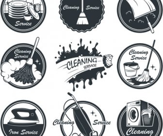 Vektor-Vintage Reinigungs Service-Etiketten