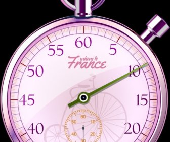 ビンテージ時計背景光沢のある紫の装飾