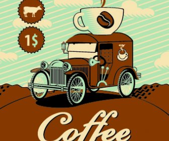 Pubblicità Caffè Vintage Poster Design Vettoriale