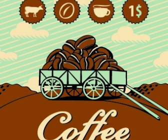 老式咖啡廣告海報設計載體