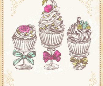Vecteur De Création étiquettes Vintage Cupcakes