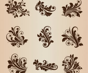 elemen desain vintage floral vector set