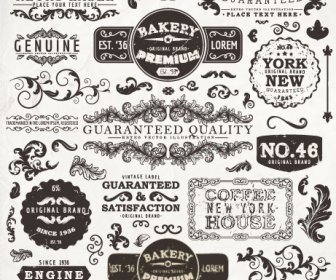 Vintage Elements Labels And Borders Vector