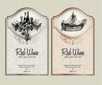 ワインのラベル ベクトルのヴィンテージの要素