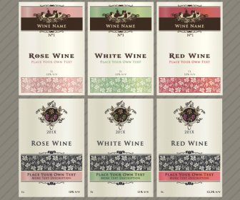 Vintage Elements Of Wine Labels Vector