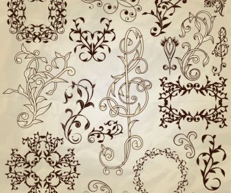 Vintage Floral Accessories And Borders Vector