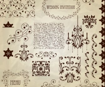 Vintage Floral Accessories And Borders Vector