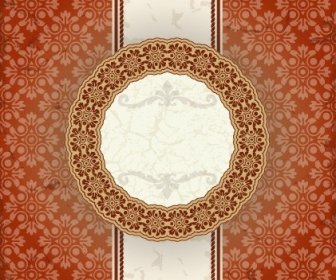 Vintage Floral Background With Round Frame Vector