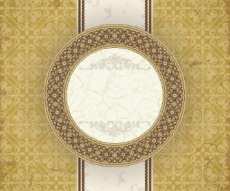 Vintage Floral Background With Round Frame Vector