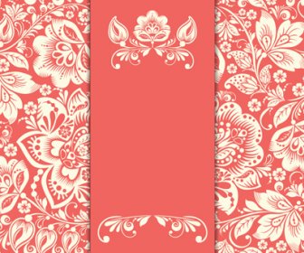 ヴィンテージの花とピンクの背景のベクトル