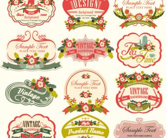 Vintage Flower Creative Labels Vector