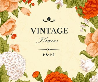 Vintage Bunga Desain Latar Belakang Seni
