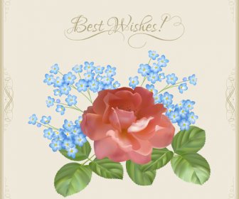 ビンテージ花の願いカード デザインのベクトル