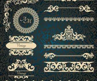 Vintage Frame With Border And Ornaments Design Vectors