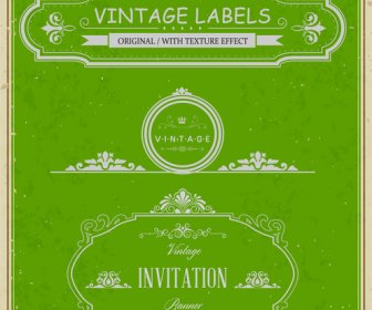 Vintage Frame Label Dan Banner Di Latar Belakang Hijau