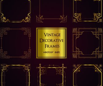 Vintage Golden Decorative Frames Vector