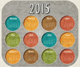 Calendar15 الجرونج خمر جولة المتجهات