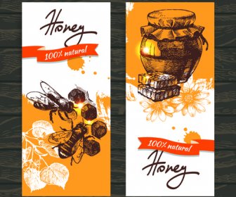 Vintage Honey Banner Design Vector